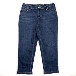 Alivia Ford Jeans Womens 18W Dark Wash Stretch Straight Leg Crop Ankle High Rise